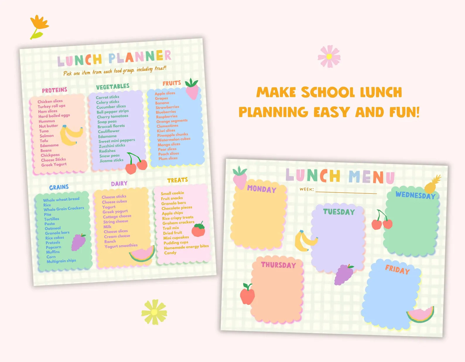 Printable Kids Lunch Meal Plan Digital Download School Lunch Planner Healthy Meal Planner for Sch... | Etsy (Global)