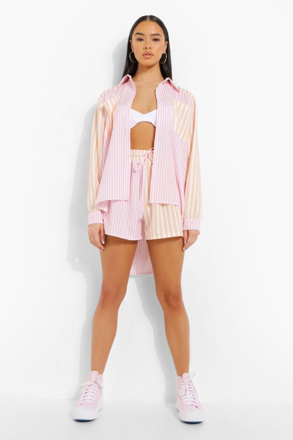 Contrast Stripe Relaxed Fit Shirt | Boohoo.com (US & CA)
