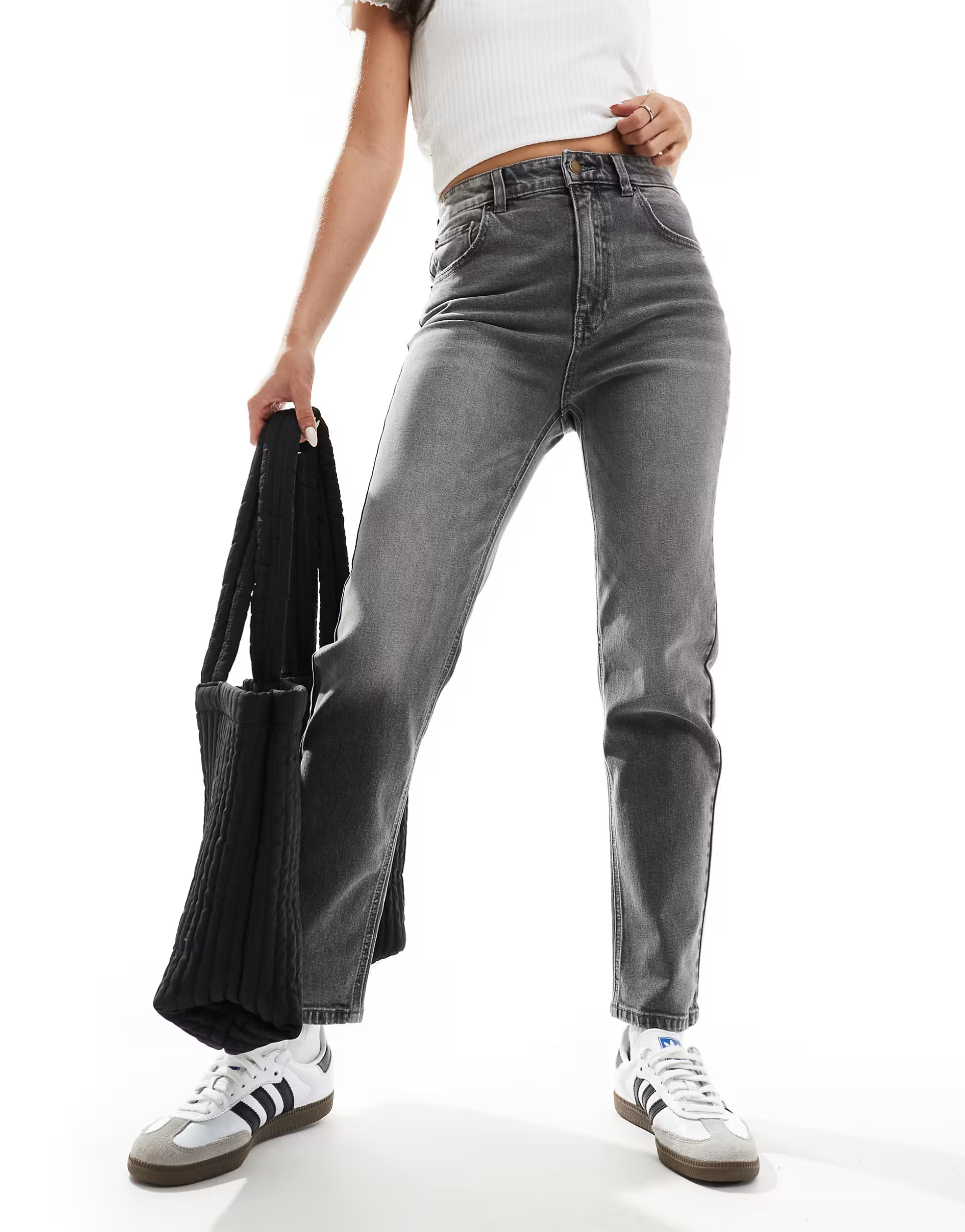 Pull&Bear comfort mom jean in washed grey | ASOS (Global)