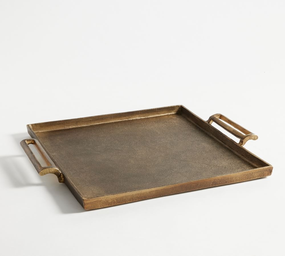 Rustic Gold Tray, Antiqued Brass, Square | Pottery Barn (US)