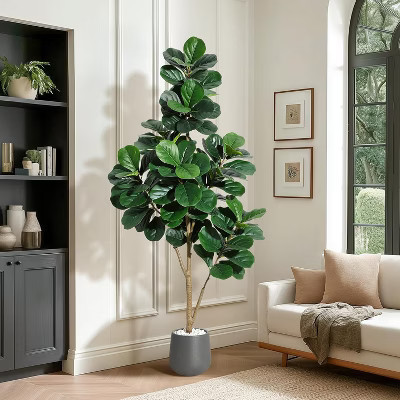Fiddle Leaf Fig Tree Artificial, Realistic Faux Ficus Trees Planter Pot, Indoor Fake Floor Plants | Target