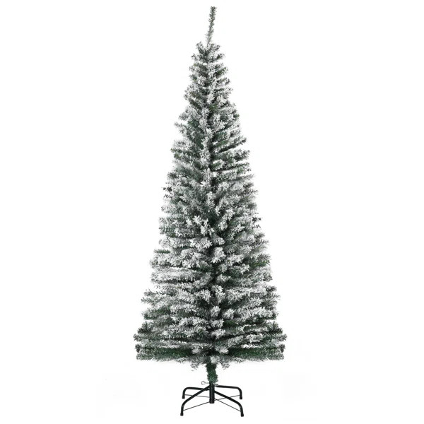 5'10" Slender Green Pine Flocked Christmas Tree | Wayfair North America
