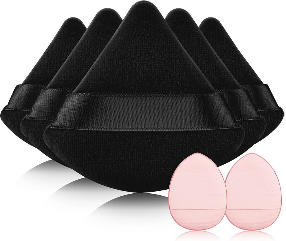 EVAOUXIU 6 Pieces Triangle Powder Puffs & 2 Pieces Makeup Sponges with a Travel Case, Individuall... | Amazon (US)
