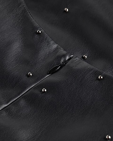 Embellished Faux Leather Sleeveless Mini Shift Dress | Express