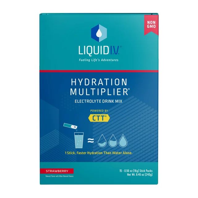Liquid I.V. Hydration Multiplier Electrolyte Powder Packet Drink Mix, Strawberry, 15 Ct | Walmart (US)