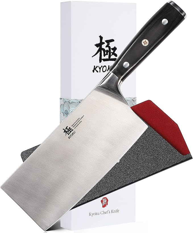 KYOKU Samurai Series - 7" Cleaver Knife - Full Tang - Japanese Style High Carbon Steel Kitchen Kn... | Amazon (US)