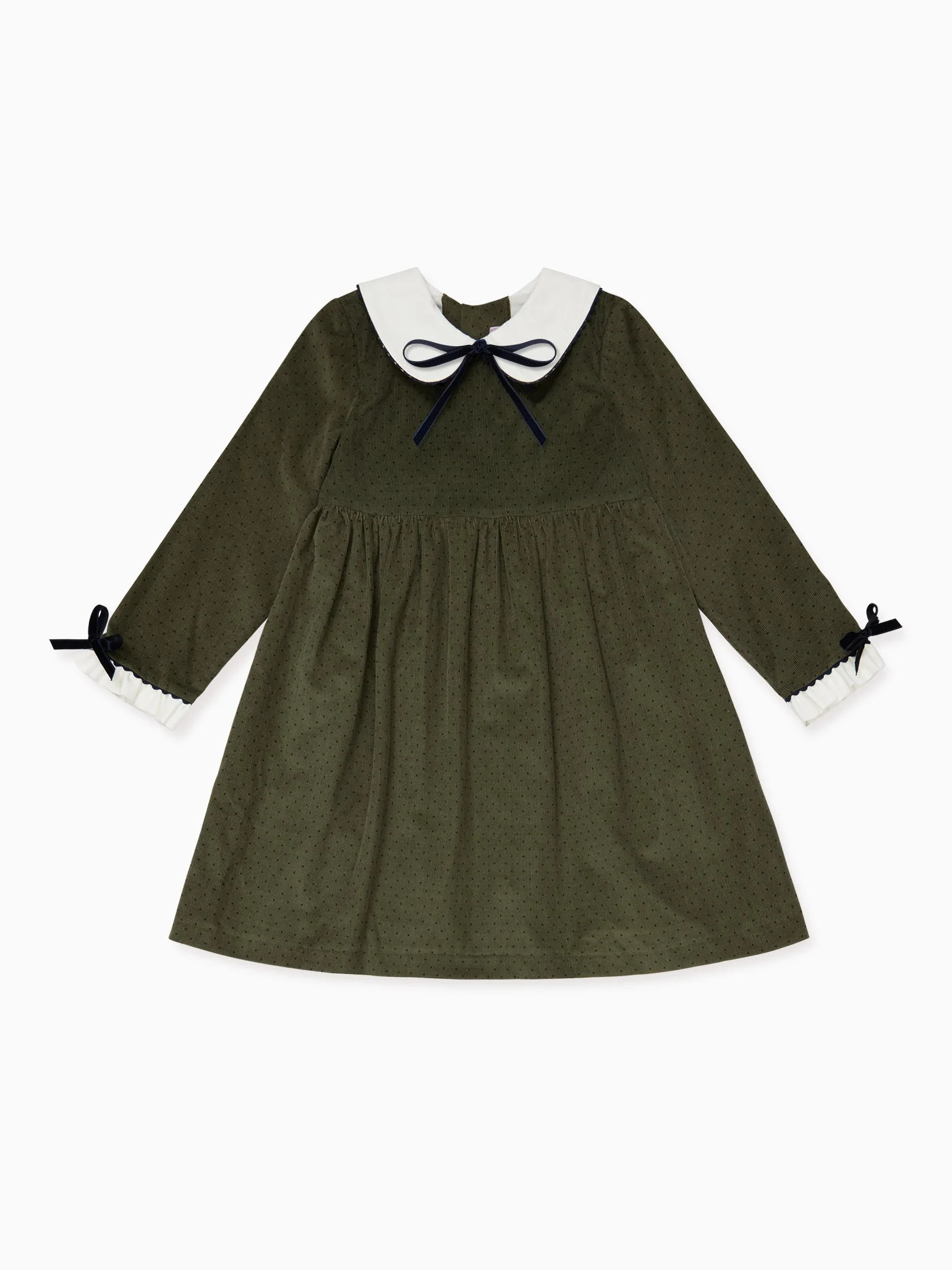 Olive Polka Dot Amira Girl Dress | La Coqueta