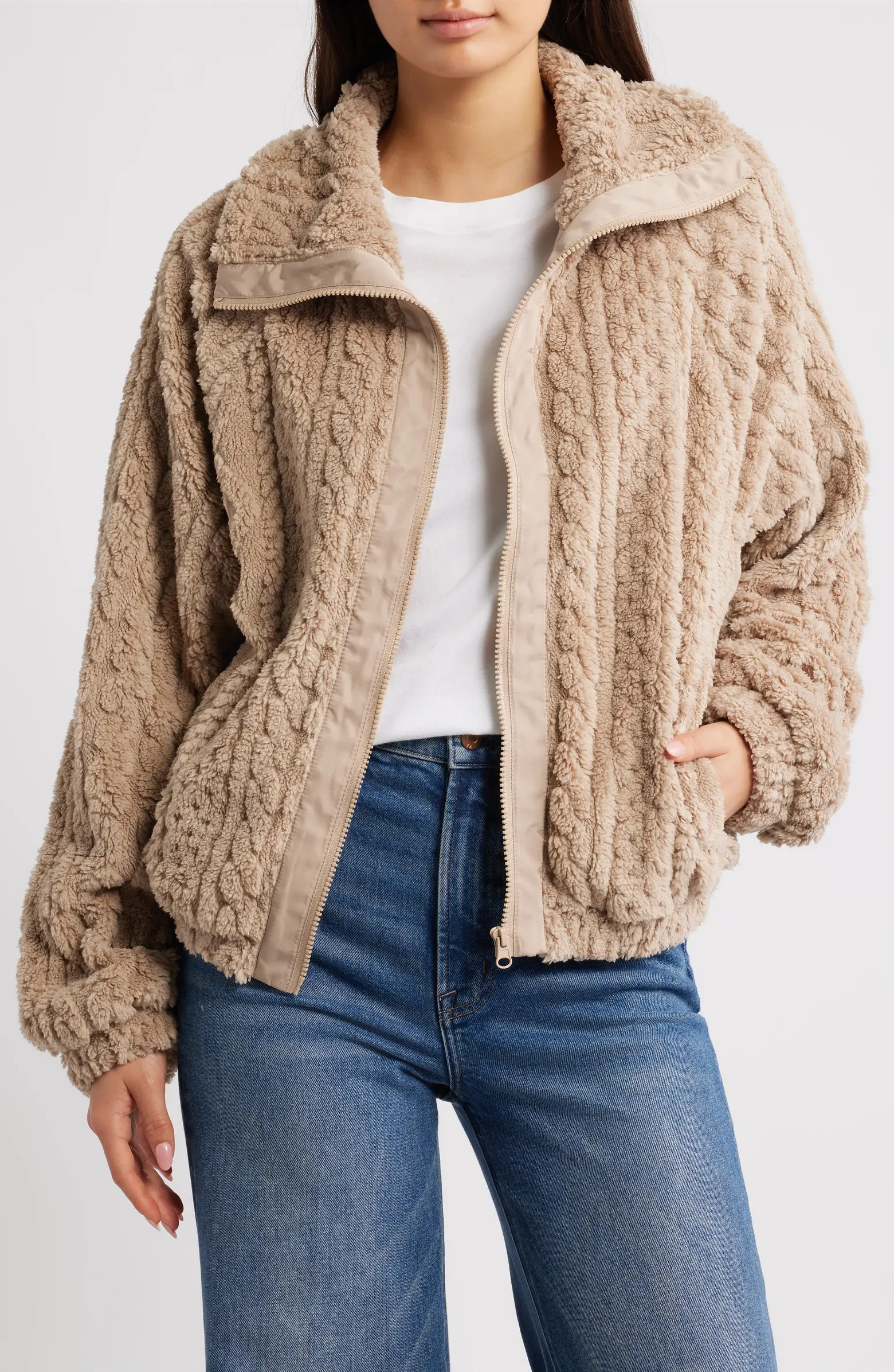 Cable Stitch Fleece Jacket | Nordstrom