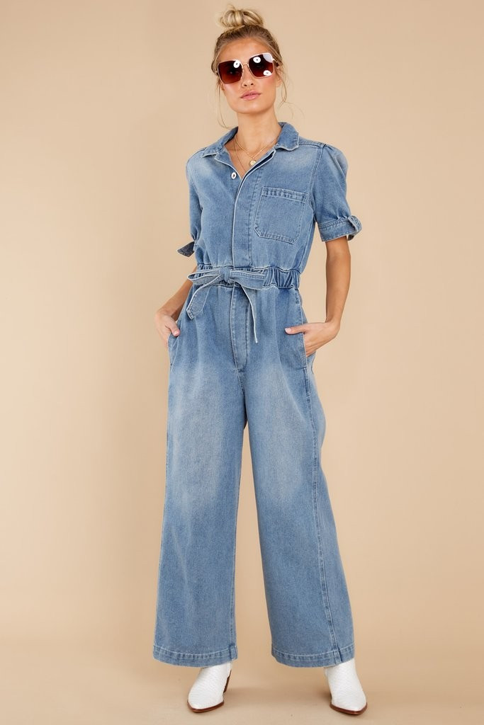 Broad Street Strolls Denim Jumpsuit | Red Dress 