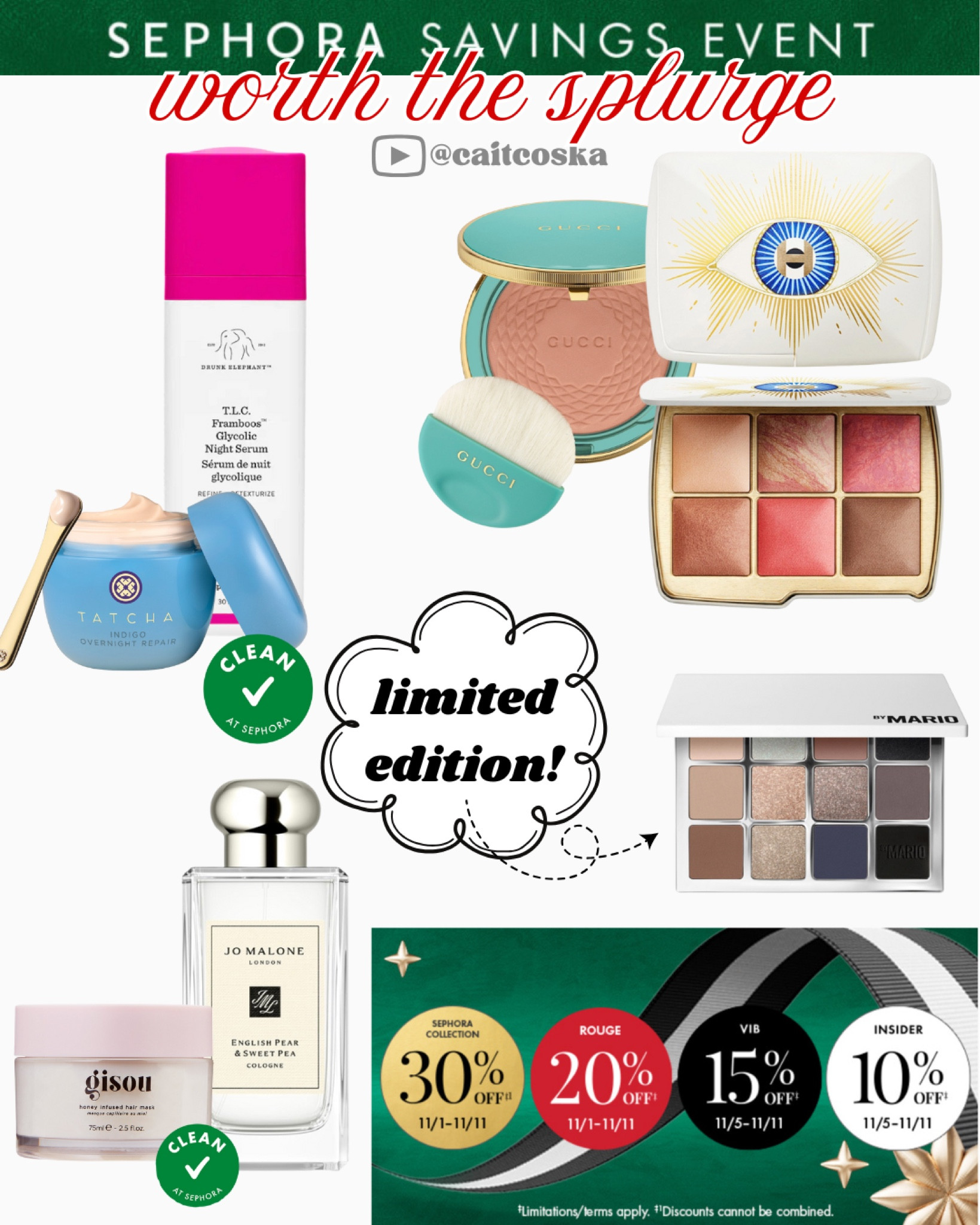 ✨ Splurge-worthy Sephora finds! Sephora’s Holiday Savings Event is ON, and these high-end picks are worth every penny. Perfect time to treat yourself or check off those holiday wish lists. Here’s why I think these products deserve a spot in your routine:

✨ Drunk Elephant TLC Framboos Serum – Say hello to glow! This serum’s blend of AHAs and BHAs resurfaces skin overnight, revealing a smoother, brighter complexion by morning.

✨ Tatcha Indigo Overnight Repair – If dry skin has you down, this is a game-changer. With soothing Japanese indigo and hyaluronic acid, it deeply hydrates and repairs for the softest, most nourished skin.

✨ Gucci Bronzer – Luxe in every way! The blendable formula and velvety finish add just the right touch of warmth and dimension for that sun-kissed glow year-round.

✨ Hourglass Ambient Lighting Palette – Your secret to lit-from-within radiance! These powders blur imperfections and add a subtle, flattering glow to any makeup look.

✨ Makeup by Mario Ethereal Eyes Palette – The soft, creamy mattes and shimmery metallics make this palette versatile for both day and night glam. Effortlessly chic for every occasion.

✨ Jo Malone English Pear & Sweet Pea Cologne – This scent is elegance bottled. A fresh, sweet, and subtly floral fragrance that leaves a lasting impression without overpowering.

✨ Gisou Honey Infused Hair Mask – If your hair needs some extra TLC, this honey-infused mask deeply conditions, leaving strands soft, shiny, and smooth.

Don’t miss out—these will sell out fast! Follow me for more must-haves across skincare, makeup, and hair as the event goes on. Tap to shop these products on Like to Know It and snag them while they’re still in stock!

#LTKSeasonal #LTKCyberWeek #LTKBeauty
