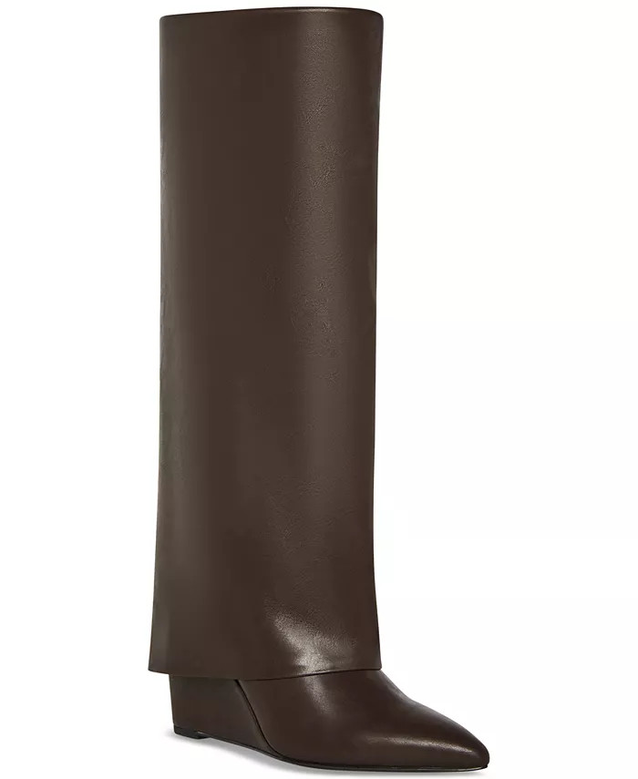 Madden Girl Evander Fold-Over Cuffed Knee High Wedge Dress Boots - Macy's | Macy's