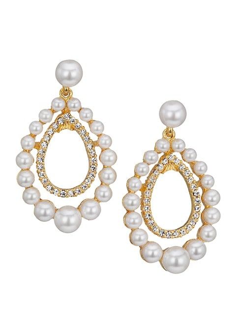 Goldtone Faux Pearl & Crystal Oval Drop Earrings | Saks Fifth Avenue