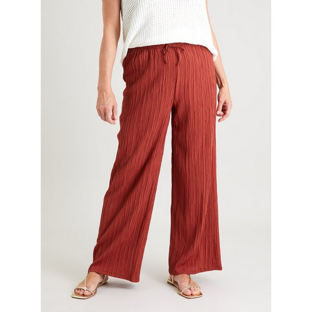 Buy Dark Red Textured Stripe Coord Trousers 20R | Trousers | Tu | Tu Clothing