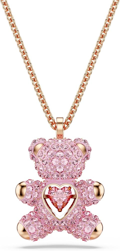 Swarovski Teddy Bear Pendant Necklace, Pink Crystals, Rose Gold-Tone Finish | Amazon (US)