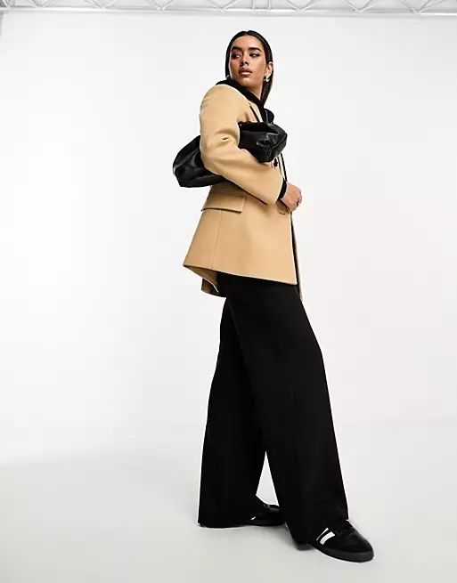 ASOS DESIGN double breasted blazer coat in camel | ASOS (Global)