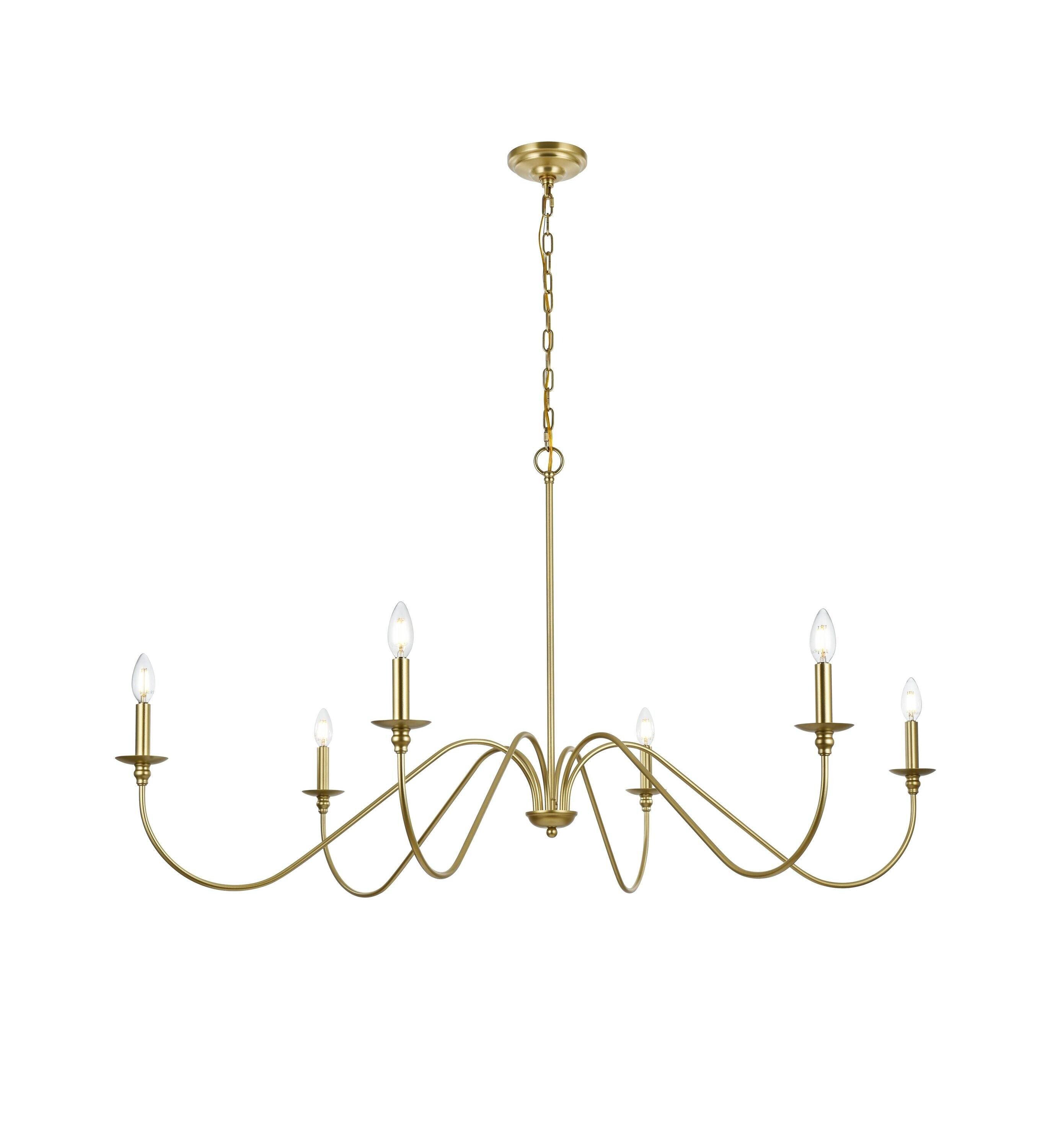 Elegant Decor Home Furnishing 6 -Light Brass Bare bulb Iron Chandelier one_size | HFDL15168D54BR | Lowe's