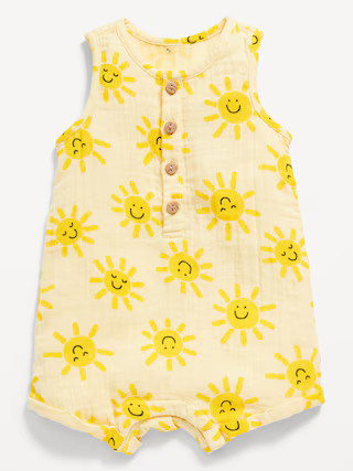 Printed Sleeveless Henley Romper for Baby | Old Navy (US)