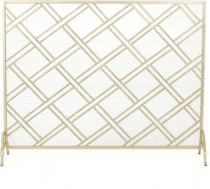 Christopher Knight Home Josette Single Panel Iron Fireplace Screen, Gold | Amazon (US)