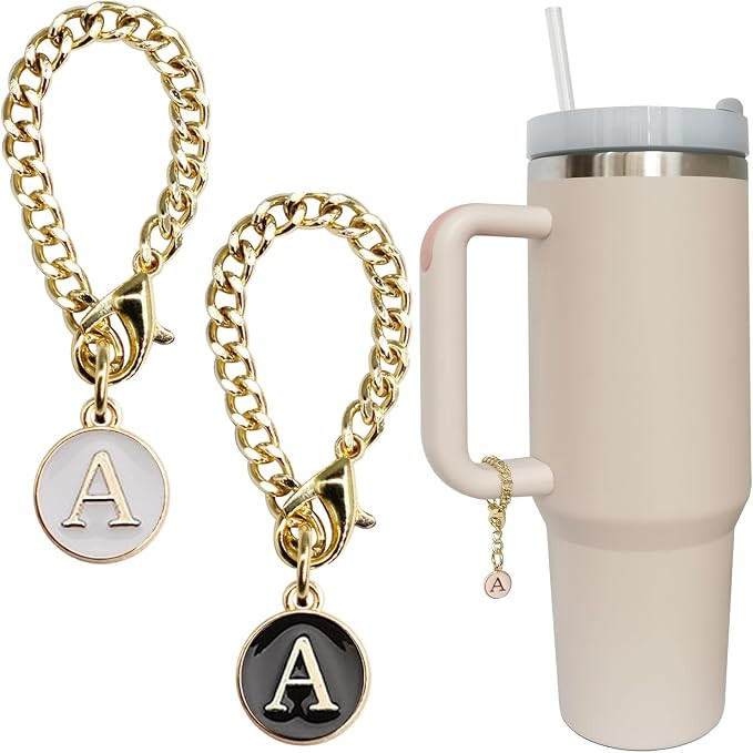 Wabogove Letter Charm Accessories for Stanley Cup 2PCS Initial Name ID Personalized Handle Charm ... | Amazon (US)