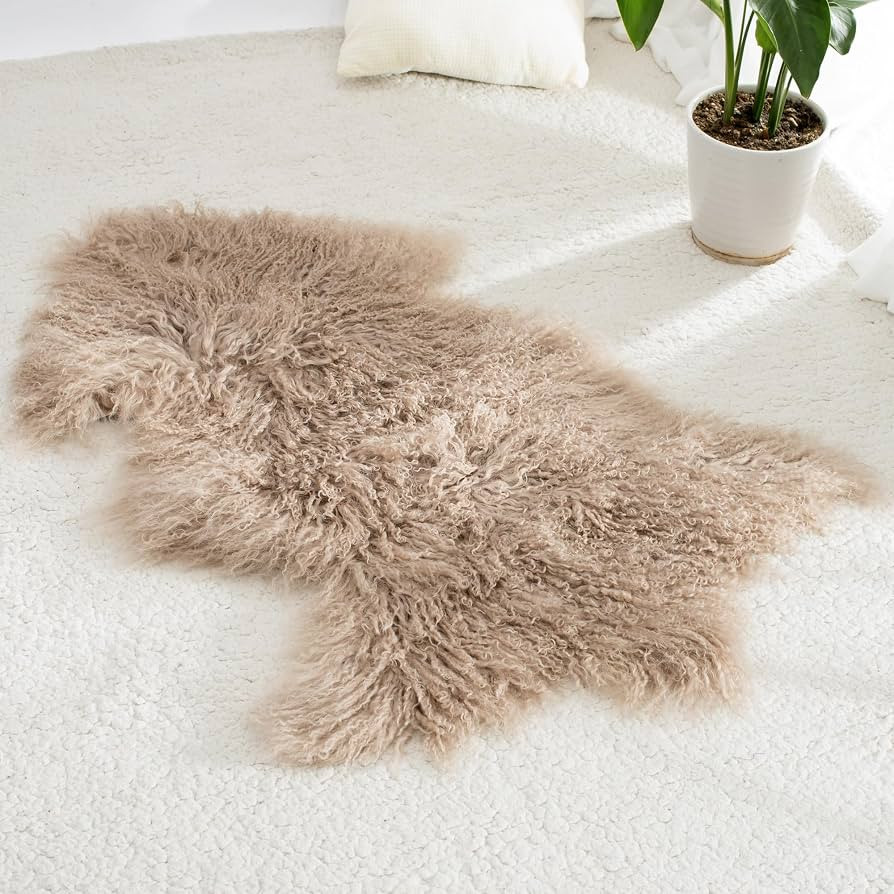 Genuine Tibetan Mongolian Sheepskin Area Rug 2x3ft | Amazon (US)