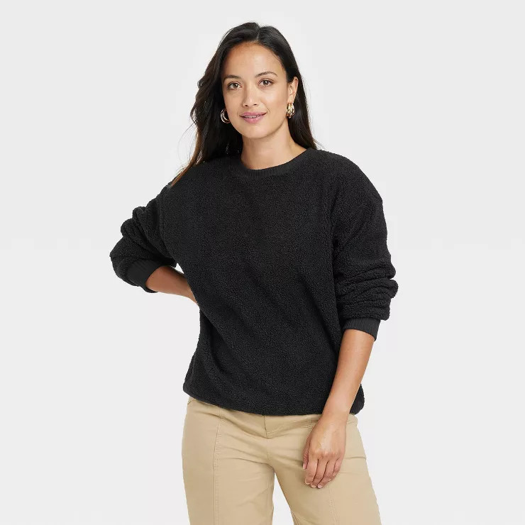 Women's Faux Shearling Pullover Sweatshirt - A New Day™ | Target