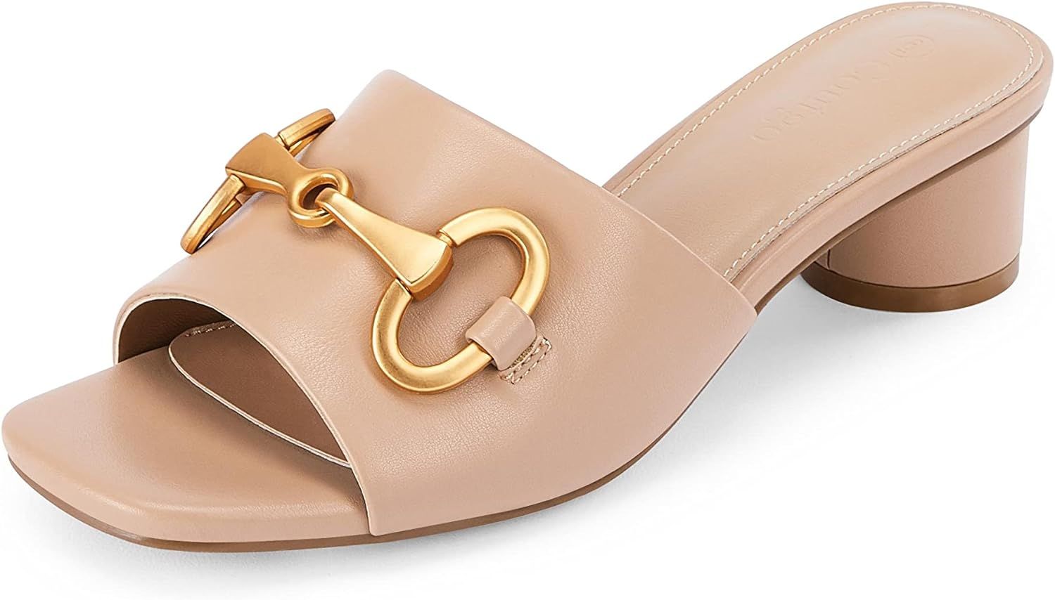 Womens Chunky Round Heel Slides Square Peep Toe Sandals Slip On Single Band Comfortable Mules wit... | Amazon (US)