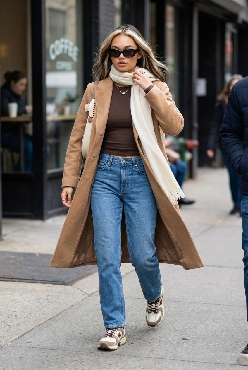 A winter city outfit I always come back to — camel coat, fitted brown top, straight-leg jeans, and comfortable sneakers for walking all day. This is the kind of everyday outfit that works for errands, coffee runs, and casual plans without feeling overdone.
For reference, I wear a small in tops and outerwear, small in bottoms, and a women’s size 8 in shoes.

#LTKFindsUnder100 #LTKdayinmylife #LTKHoliday