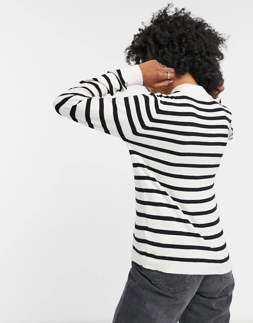 Object Thess turtleneck stripe knit sweater in white multi | ASOS (Global)