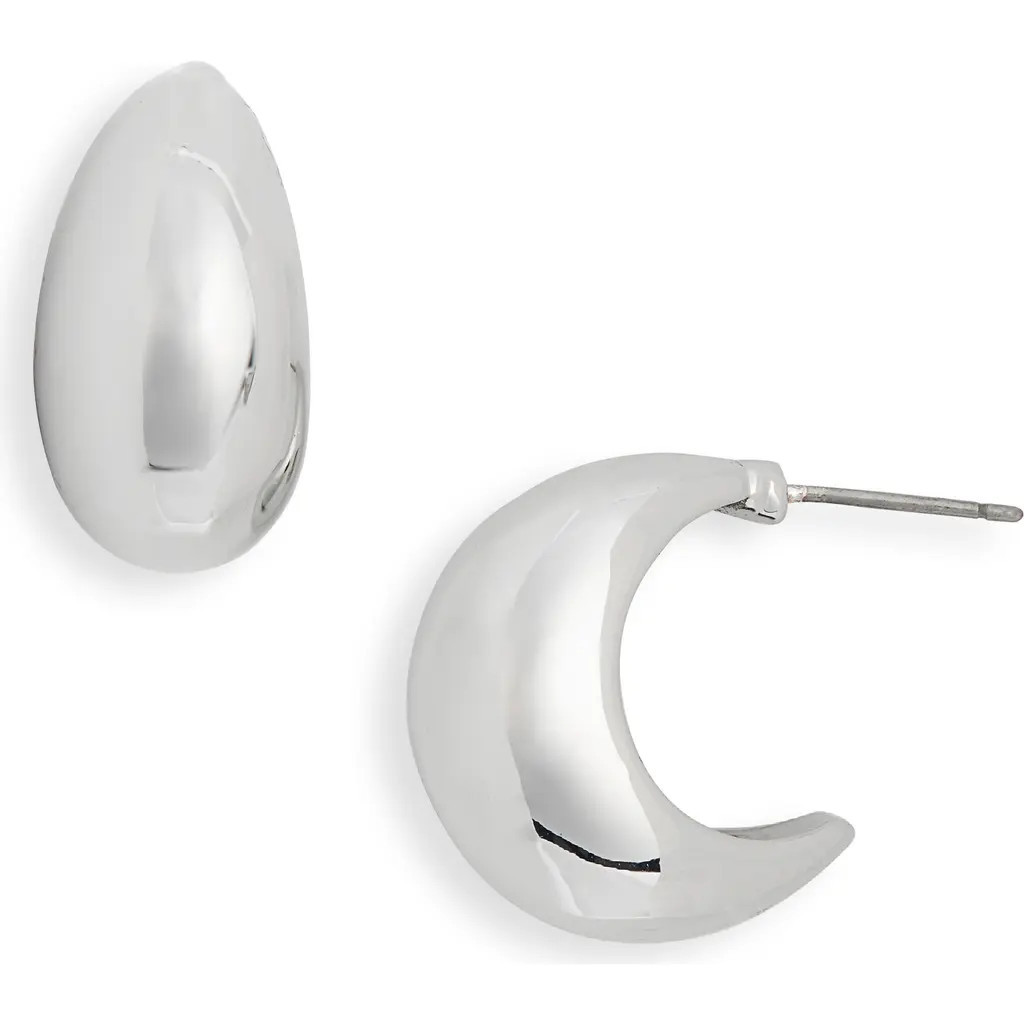 NORDSTROM RACK Waterproof Chubby Tapered Hoop Earrings in Silver at Nordstrom Rack | Nordstrom Rack
