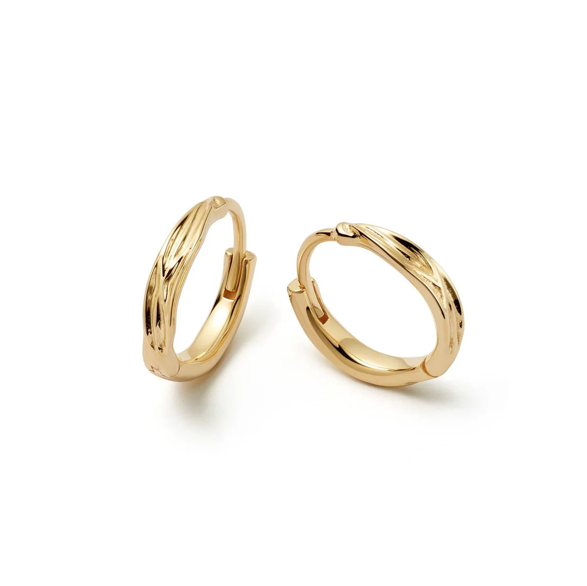 Organic Huggie Hoop Earrings 18ct Gold Plate | Daisy London Jewellery
