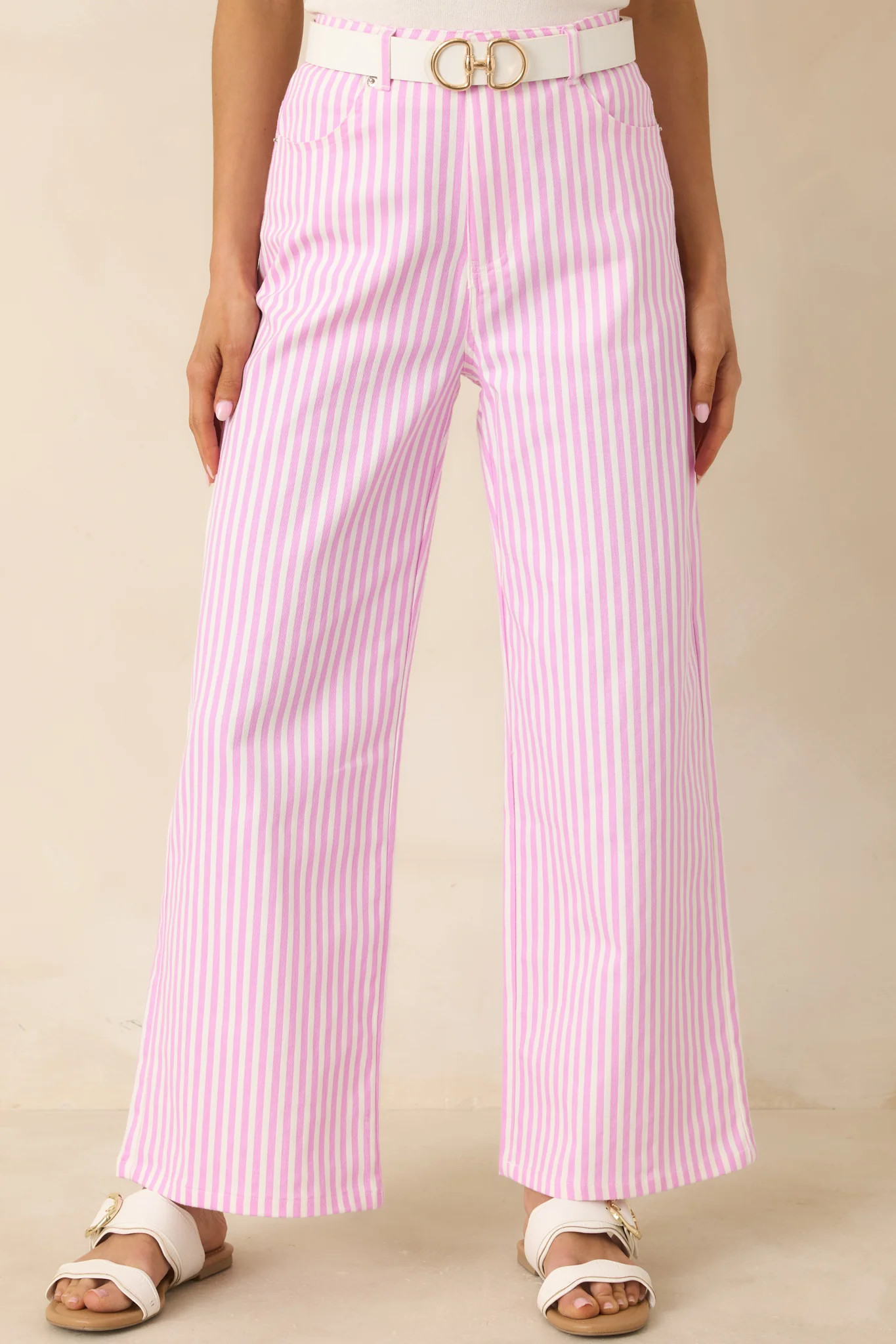 LET’S GET NOTICED PINK STRIPE COTTON PANTS | Red Dress