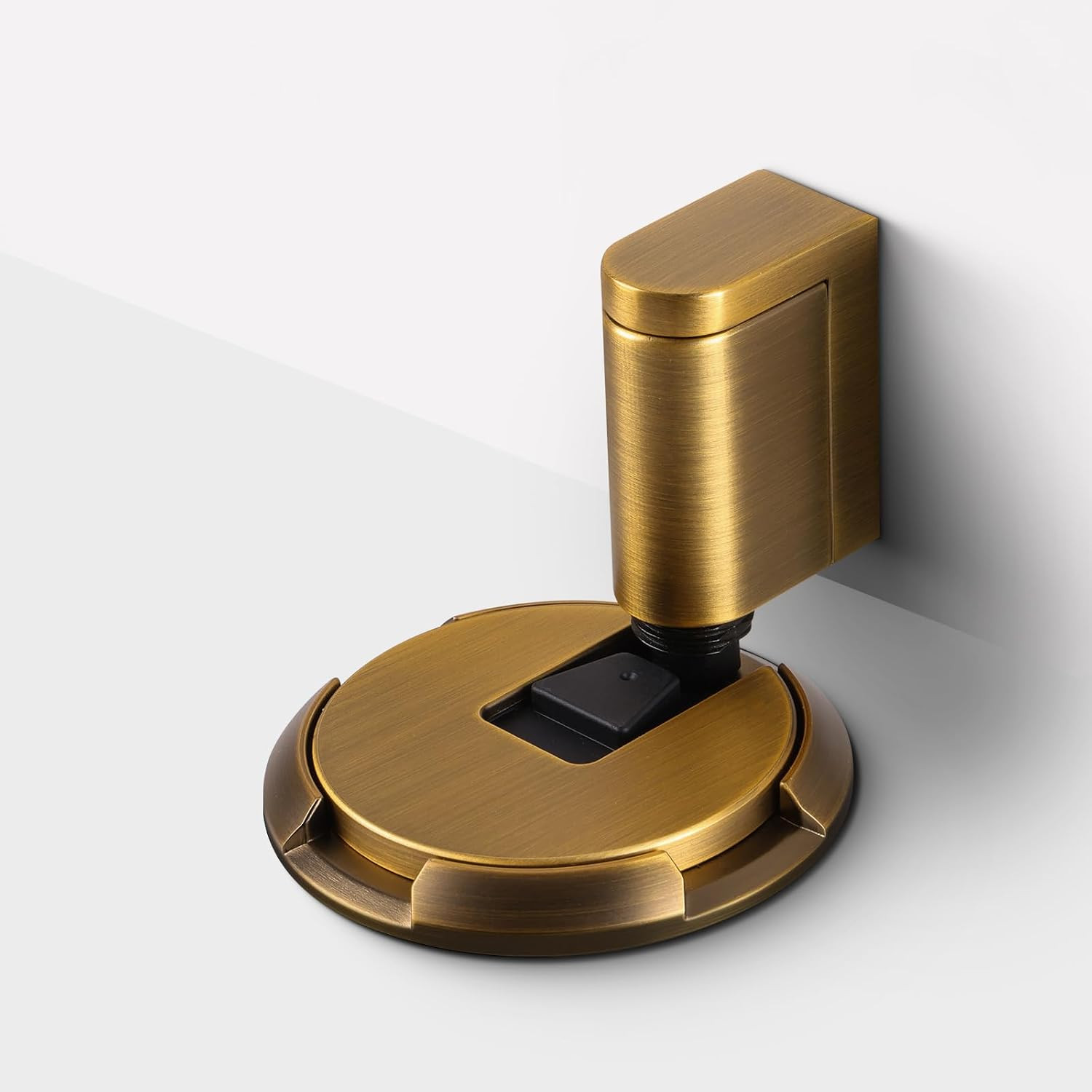 2 Pack Adjustable Bottom Door Stopper Windproof Door Holder No Drilling Mechanical Floor Door Stop with Screw and Adhesive Antique Brass AB-2 | Amazon (US)