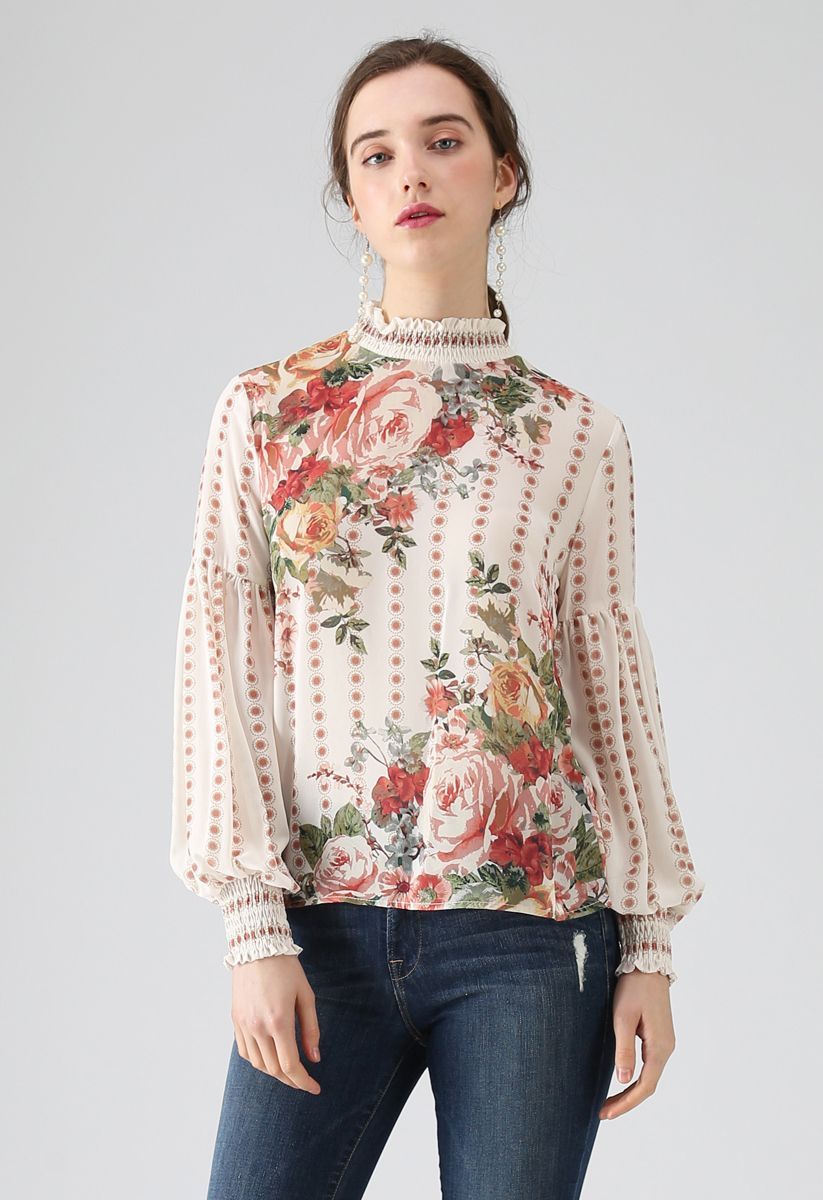 Fancy in Gardens Floral Chiffon Top | Chicwish