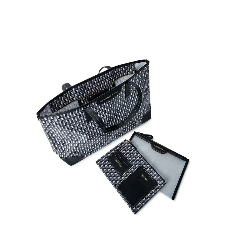 Time and Tru Women’s Sustainable Signature Tote and Pouch Set, 2-Piece | Walmart (US)
