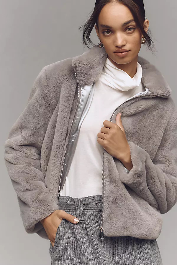 Cropped Faux-Fur Coat Jacket | Anthropologie (US)