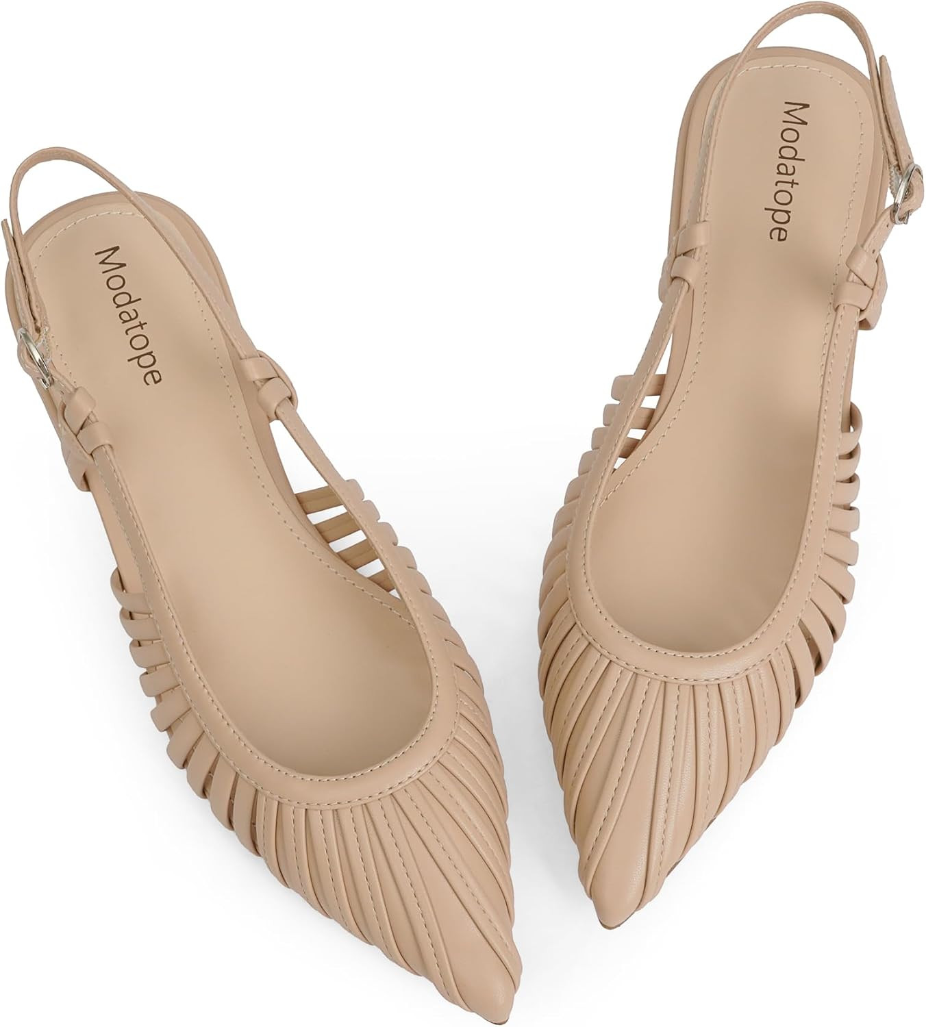 Modatope Slingback Flats for Women Pointed Toe Ballet Flats Classic Low Heel Sandals Dress Shoes | Amazon (US)