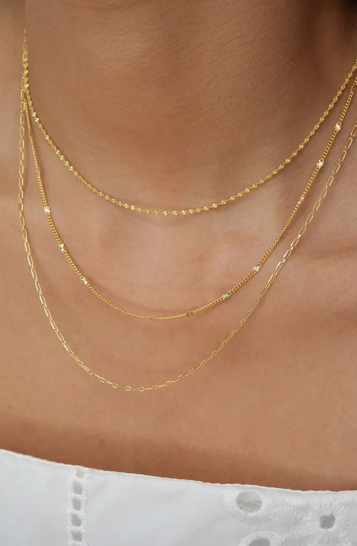 Multistrand 18K Gold Plate Sterling Silver Layered Necklace | Nordstrom