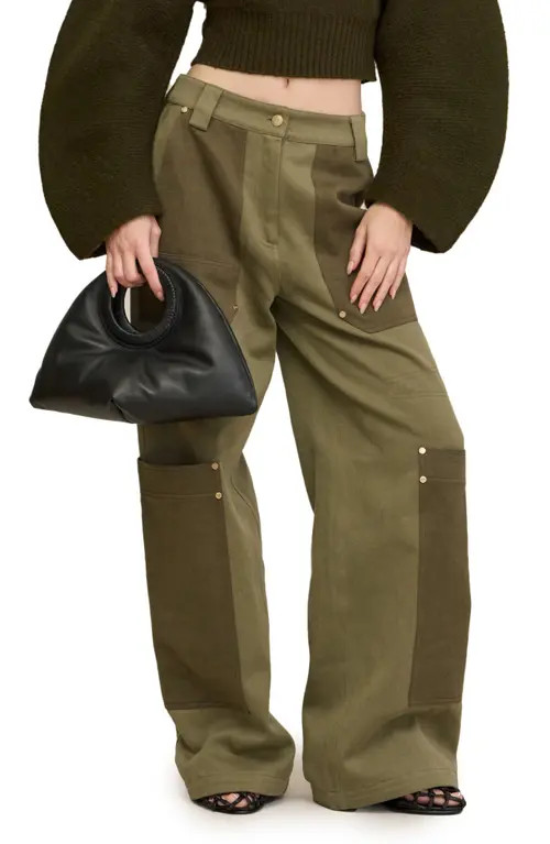 Cult Gaia Wynn Colorblock Cargo Wide Leg Pants in Rosemary Multi at Nordstrom, Size 4 | Nordstrom