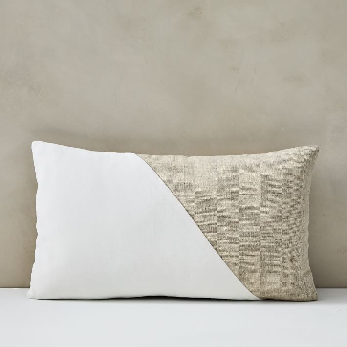 Cotton Linen & Velvet Corners Pillow Cover | West Elm (US)