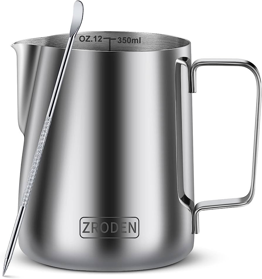 Milk Frothing Pitcher, 12oz 20oz 32oz Espresso Steaming Pitchers Stainless Steel Cappuccino Coffe... | Amazon (US)