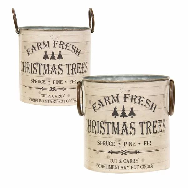 2 Piece Winter Charm Farm Fresh Christmas Trees Buckets Decorative Accent | Wayfair North America