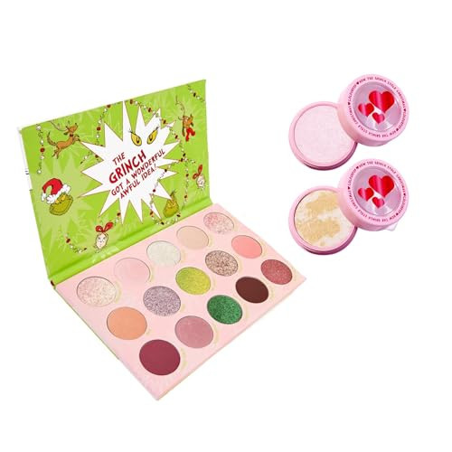 ColourPop Holiday Glow Duo - The Grinch Eyeshadow Palette (15 shades, 0.63 oz) + Super Shock Highlighter Kit (2 ct), Blendable Holiday Makeup for Eyes & Cheeks | Amazon (US)
