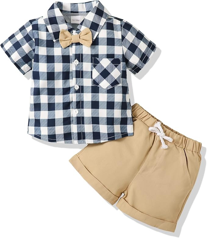 Toddler Baby Boy Clothes Summer Outfits Cotton Short Sleeve T-Shirt Dinosaurs Shorts Set Boy Clot... | Amazon (US)