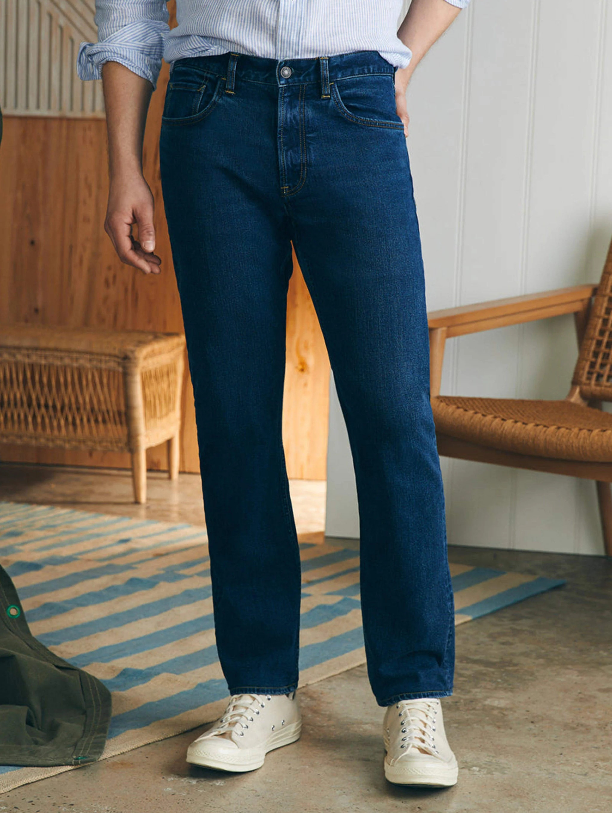 Organic Cotton Slim Straight Denim - East Lake Wash | Faherty