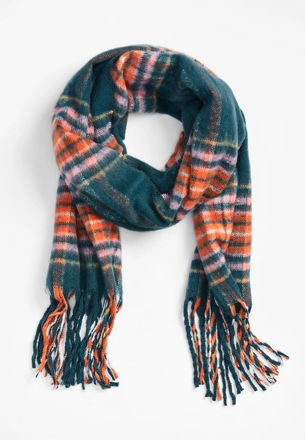 Teal Plaid Oblong Scarf | Maurices