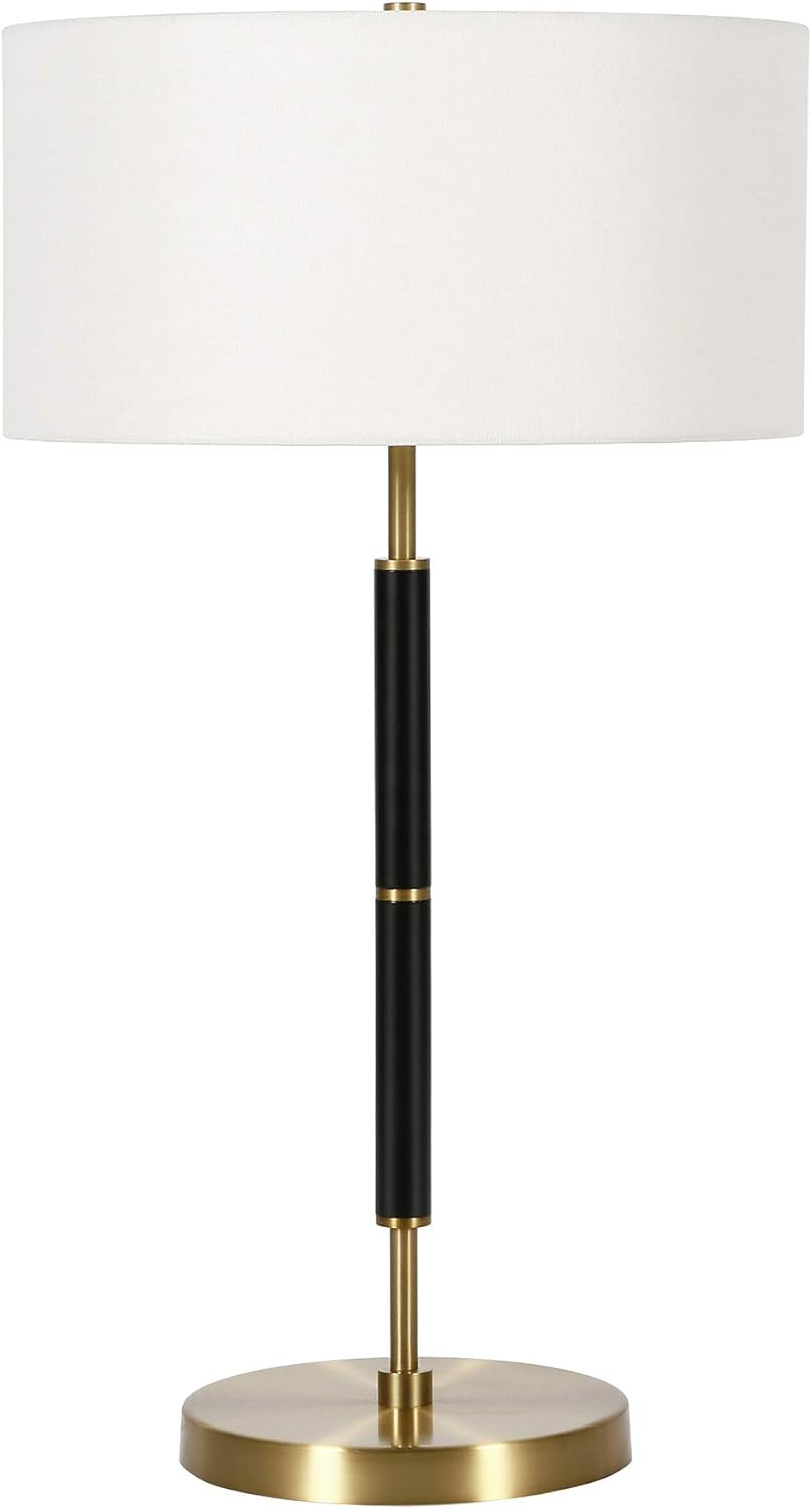 Henn&Hart 25" Tall 2-Light Table Lamp with Fabric Shade in Black/Brass/White, Lamp, Desk Lamp for... | Amazon (US)