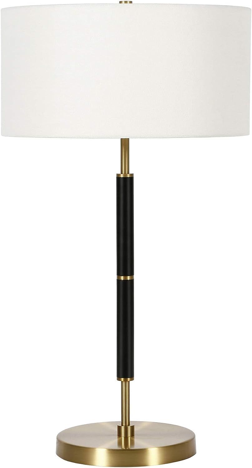 Henn&Hart 25" Tall 2-Light Table Lamp with Fabric Shade in Black/Brass/White, Lamp, Desk Lamp for... | Amazon (US)
