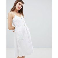 Monki Pocket Front Midi Sun Dress - White | ASOS CH