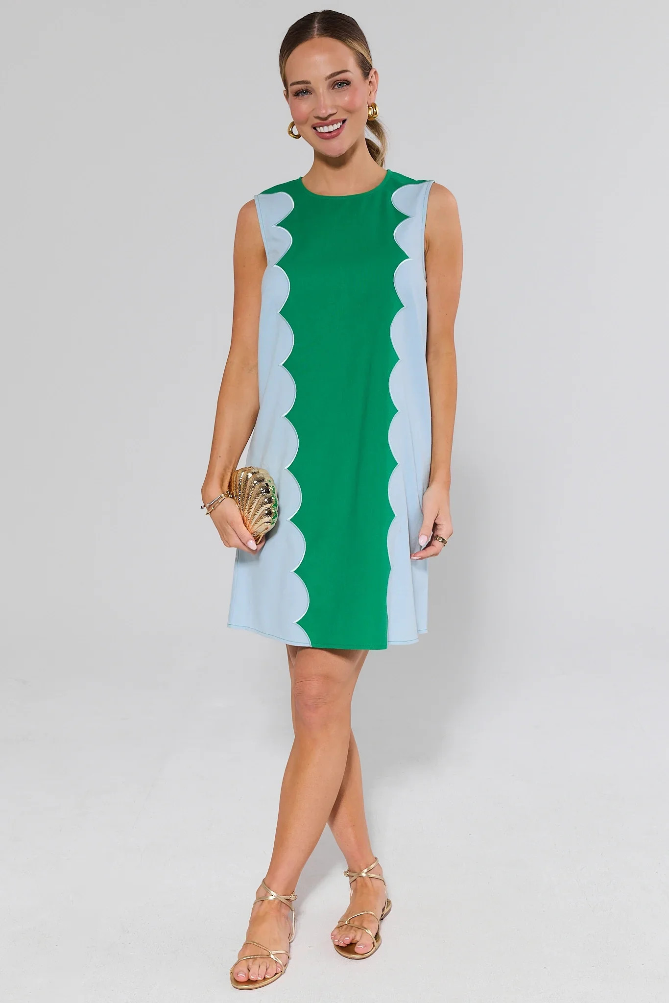 Caroline Green Scalloped Short Dress | Avara