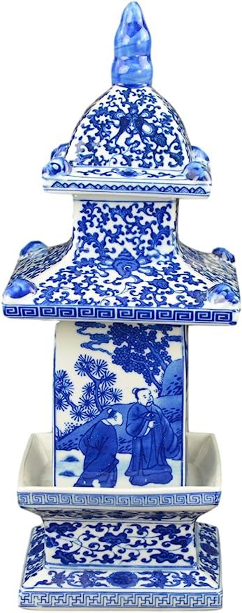Festcool 16" Classic Blue and White Porcelain Pagoda, China Qing Style, Jingdezhen (D19) | Amazon (US)